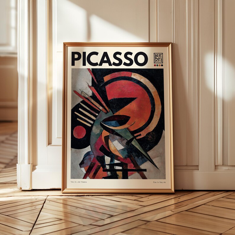 Pablo Picasso Inspired Abstract Poster, Sun and Face Wall Decor , Oil ...