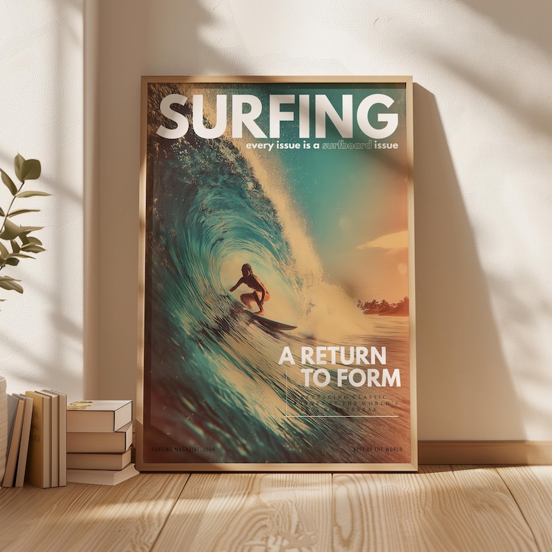 Vintage Surfing Magazine Cover Poster, Retro 2004 Surf Wall Art ...