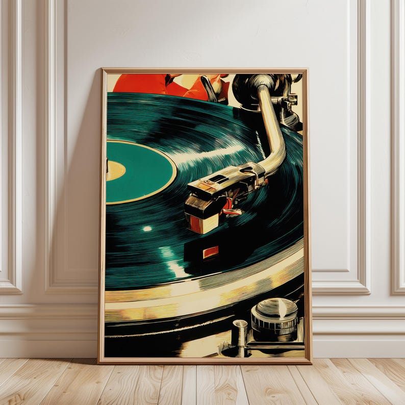 Vintage Vinyl Record Player Poster, Turntable Music Wall Art, Retro ...
