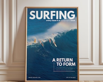 Poster de couverture de magazine de surf, art mural éditorial Ocean Wave, impression de photographie de la culture du surf