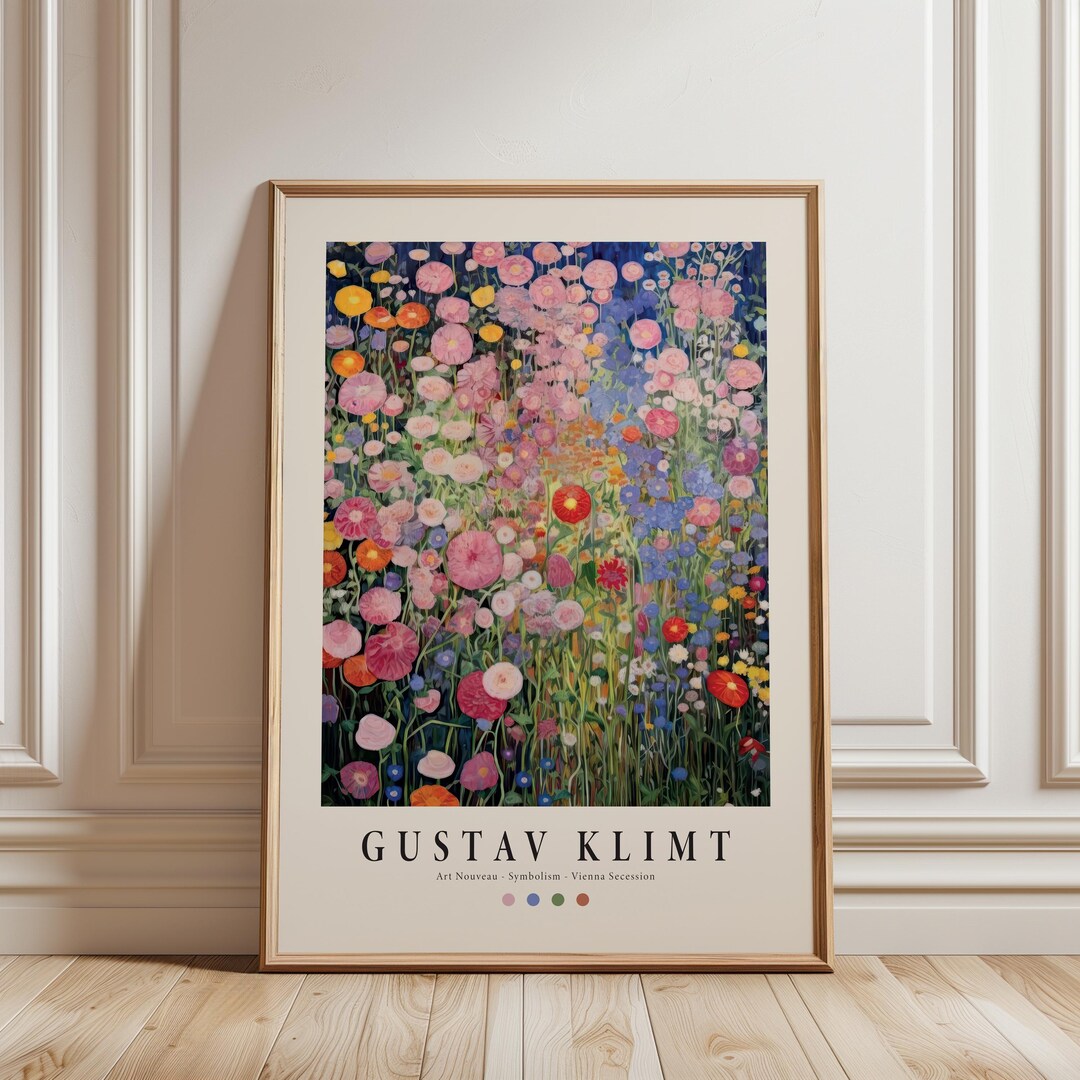 Gustav Klimt Flower Garden Poster, Vienna Secession Floral Wall Art ...