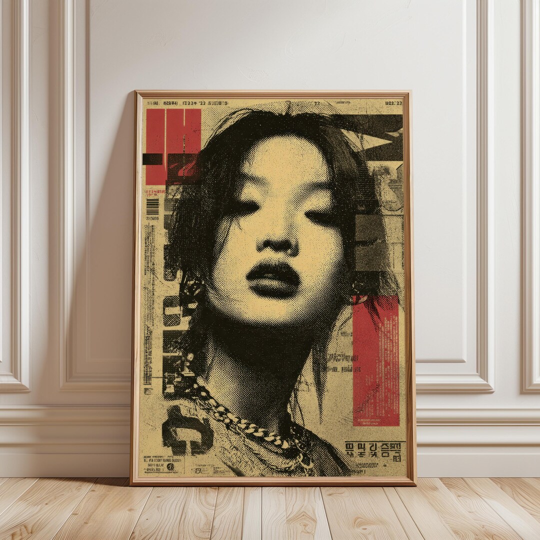Visual Reference: Vintage Woman Collage Poster Retro Female Portrait Wall Art Modern