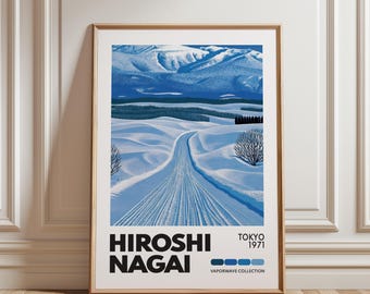 冬の山の風景、永井博 日本のシティポップ、デジタルポスター