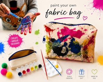 Paint Your Own Fabric Bag Kit for Kids – DIY Craft Kit – Kids Art Activity Set – Creative Kids Gift