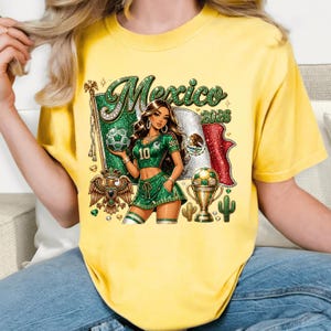 Mexico Soccer PNG, Mexico 2026 World Cup Design, Mexican Football Girl PNG, Viva Mexico Shirt Design, Soccer Fan T Shirt Graphic image 7