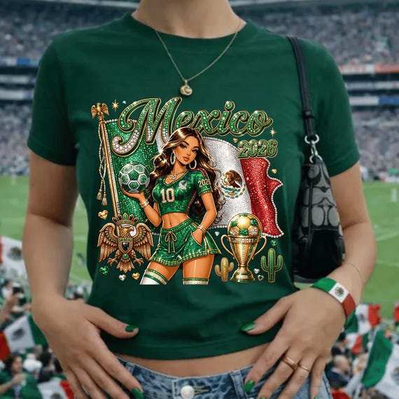 Mexico Soccer PNG, Mexico 2026 World Cup Design, Mexican Football Girl PNG, Viva Mexico Shirt Design, Soccer Fan T Shirt Graphic