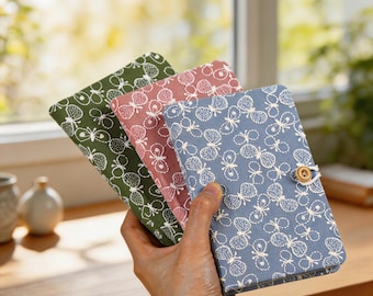 A5 A6 geborduurde stof vlinder notebook handgemaakte doek dagboek met kokosnoot knoopsluiting esthetiek schattig briefpapier cadeau dagboek