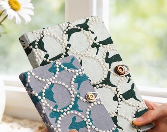 A5 A6 Bunny Geborduurde Stof Notitieboek Bloemen Krans Doek Dagboek Handgemaakt Esthetisch Leuk Dagboek met Kokosnoot Knoopsluiting