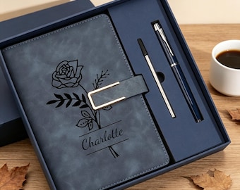 Gepersonaliseerde afstudeercadeauset notitieboek met metalen pen en geïsoleerde beker PU-leer dagboek lasergegraveerd aangepaste afstuderenGiftforHer