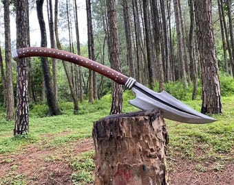 Hand-Forged Viking Spear: High Carbon Steel Blade, Rosewood Handle | Leather Sheath | Best for Outdoor Use or Display