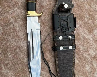 Handmade 17" Bowie Knife: Stainless Steel Hunting, Camping, Bushcraft With Leather Sheath | Anniversary Gift |