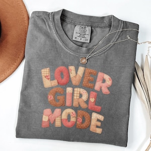 Lover Girl Mode Patchwork T-Shirt, Romantic Graphic Tee, Soft Girly Outfit