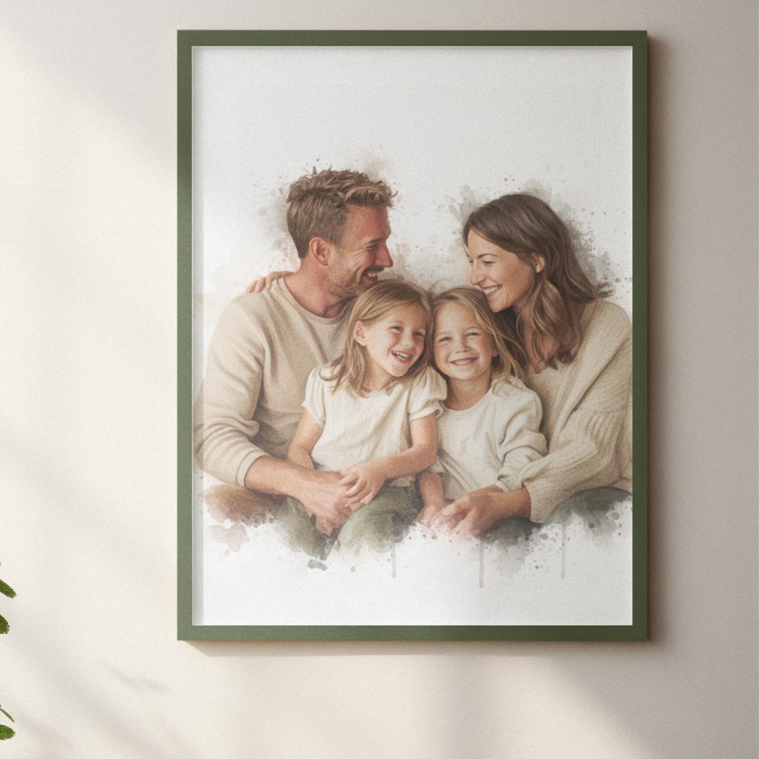 Custom Watercolor Family Portrait, Personalized Home Decor (digital ...