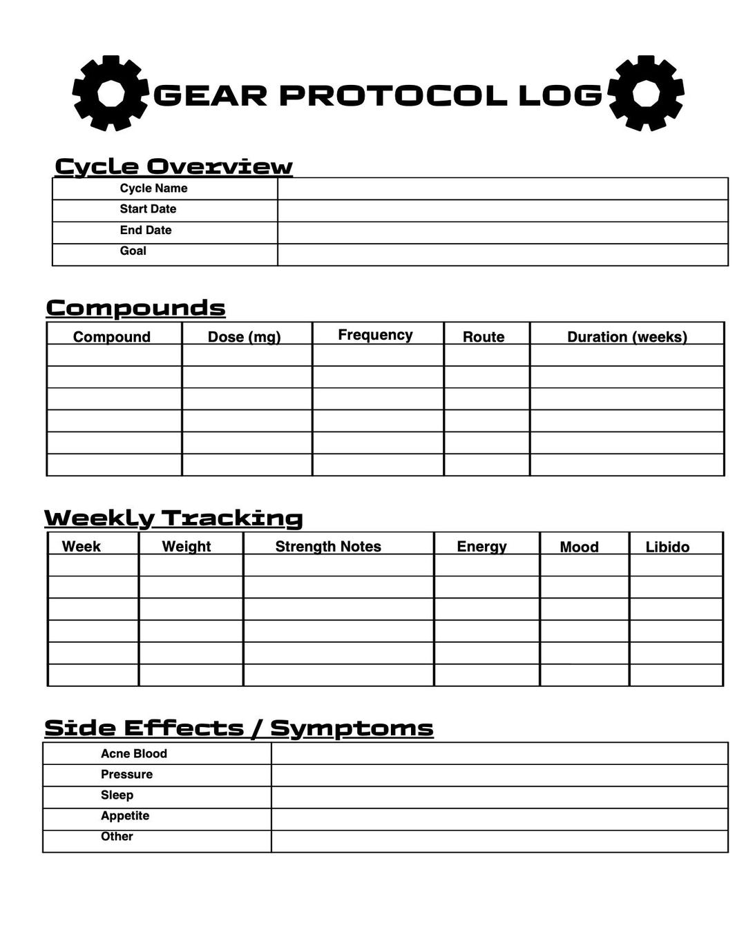 Steroid Cycle Log Book | Gear Protocol Tracker | Bodybuilding Cycle ...