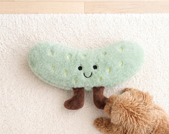 Handmade Cucumber Plush Dog Chew Toy, Soft Squeaky Toy, Snuffle mat, Interactive Pet Gift