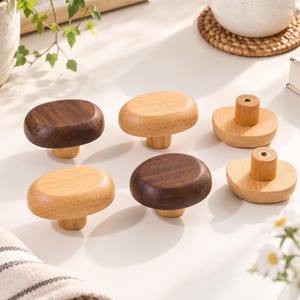 Tiradores de madera maciza para armarios, tiradores de cajón de nogal y haya, tiradores de madera triangulares, cuadrados, redondos y ovalados, herrajes para muebles.