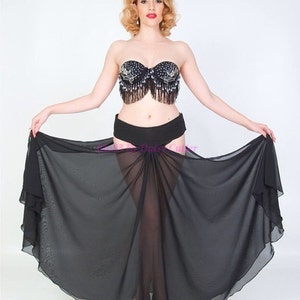 HAVANA -CHIFFON- bump &#39;n&#39; grind panel vintage burlesque style skirt