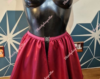 CRIMSON- satin short circle skirt