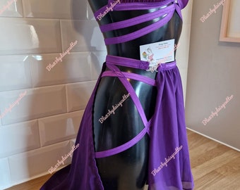 Purple four piece Pole Outfit, with Extra Wide Crotch