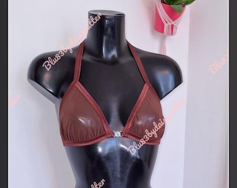 HONEY- Net bra with soft cup burlesque showgirl front fastening