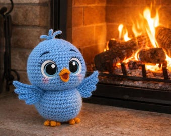 Crochet Blue Bird Amigurumi Pattern | Intermediate Plush Toy (PDF Download)