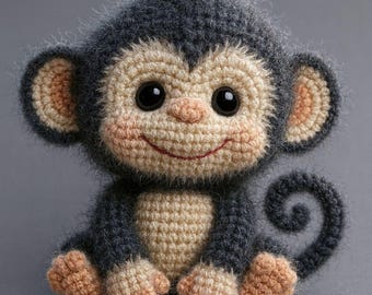 Affen Amigurumi Häkelmuster, Stofftier (PDF-Muster)