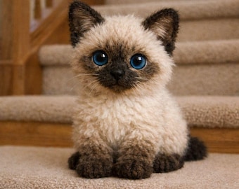 Siamese Kitten Crochet Pattern – Amigurumi Cat Toy (PDF Digital File)