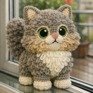 Schema all'uncinetto per un gattino soffice, facile peluche amigurumi (schema PDF)