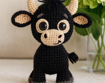 Cute Farm Bull Crochet Pattern PDF | Amigurumi Plush Toy DIY | Digital Download Written Instructions | Easy Beginner Craft Pattern