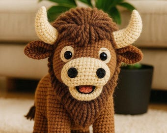Buffalo Crochet Pattern – Amigurumi Bull Plush, Beginner Friendly (PDF Pattern)