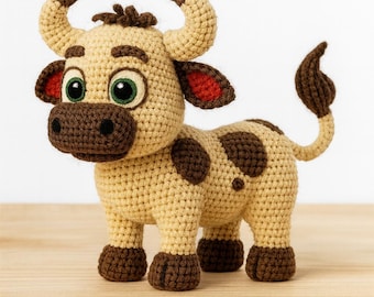 Amigurumi Crochet Bull Pattern – Easy Beginner PDF (Digital Download)