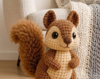 Squirrel Amigurumi Crochet Pattern – Woodland Plush DIY (Digital PDF)