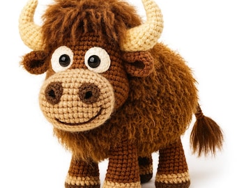 Amigurumi Bison Häkelanleitung PDF | Entzückender flauschiger Büffel | Digitales Schnittmuster | Stofftier Spielzeug Anleitung