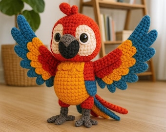 Parrot Amigurumi Crochet Pattern – Macaw Bird Plush DIY (PDF Pattern)