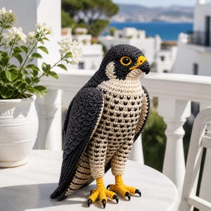 Virkat fågelmönster PDF, Falcon Amigurumi handledning, handgjort virkat djur, DIY-pysselmönster, digital fil