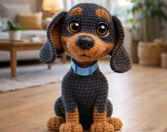 Crochet Dog Amigurumi Pattern PDF, Cute Puppy Plush Toy, Realistic Crochet Animal, Beginner Friendly Pattern