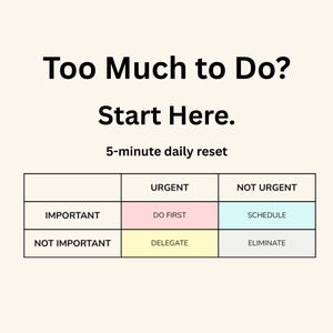 Muita coisa para fazer? Comece aqui | Matriz de Eisenhower para imprimir | Pacote de planejamento para sobrecarga | Matriz de prioridades | Brainstorming | Função executiva
