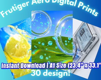 30 Frutiger Aero Poster Pack // Y2K Glossy Wall Art Set, Dreamcore Aesthetic, 2000s Webcore Print, Printable Digital Download