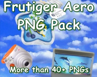 Frutiger Aero PNG Pack | 2000s Glossy Aesthetic Clipart | Y2K Transparent Overlays | Webcore, Tech & UI Elements for Digital Scrapbooking