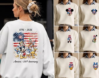Patriotic Mickey Family Matching Trip 2026 Disney America 250th Anniversary Sweatshirt, Disney Independence Day Tee, Disney USA Flag Shirt