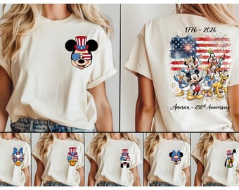 Comfort Colors Patriotic Mickey Family Matching Trip 2026 Disney America 250th Anniversary Shirt,Disney Independence Day Tee,Disney USA Flag