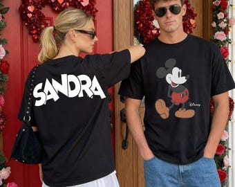 Custom Name Disney Classic Mickey Mouse Pose Shirt, Disneyland Holiday Vacation Shirt,Disney Christmas Couple Shirt,Disney Holiday Xmas Gift