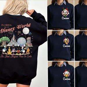 Retro Disneyworld Florida Sweatshirt, Custom Names Mickey and Friends Shirt, Disney Family Vacation Shirt,Walt Disneyworld, Disney 2026 Trip image 3