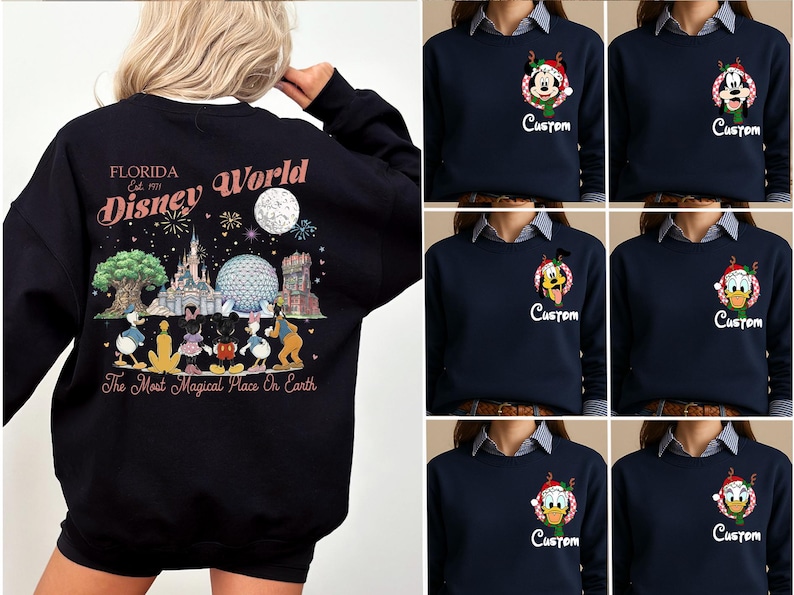 Retro Disneyworld Florida Sweatshirt, Custom Names Mickey and Friends Shirt, Disney Family Vacation Shirt,Walt Disneyworld, Disney 2026 Trip image 3