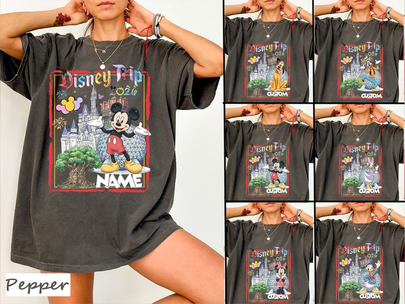 Comfort Colors All Characters Disney Trip 2026 Family Matching Shirt,WDW Disney World Magic Kingdom Family Vacation Group Shirt,Disney Shirt bild 1
