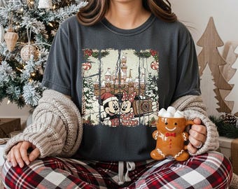 Comfort Colors® Disney Christmas Castle Shirt, Retro Disney Mickey and Friends Christmas Shirt, Magic Castle Mickey's Christmas Youth Shirt