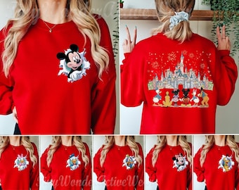 Retro Xmas Disneyworld Florida Sweatshirt, Mickey And Friends Face Shirt, Christmas Disney 2026 Trip,Xmas Disney Vacation Toddler Sweatshirt