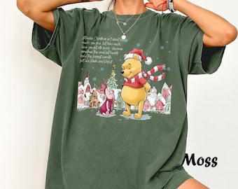 Comfort Color Winnie the Pooh Characters Christmas Shirt,Disney Xmas Party, Pooh Bear Christmas Tee,Pooh Piglet Christmas Tee,Youth Xmas Tee