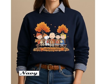 Dog Thanksgiving Sweatshirt, Charlie Brown Fall Friends Tee, Fall Vibes Dog Sweatshirt, Autumn Leaves, Funny Cartoon Dog Toddler Sweatshirt