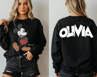 Custom Name Disney Classic Mickey Mouse Pose Sweatshirt, Disneyland Holiday Vacation Shirt,Disney Christmas Couple Shirt,Disney Holiday Xmas